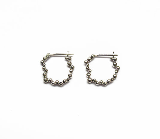 cell silver hoop earring (pierce) / Silver (両耳)