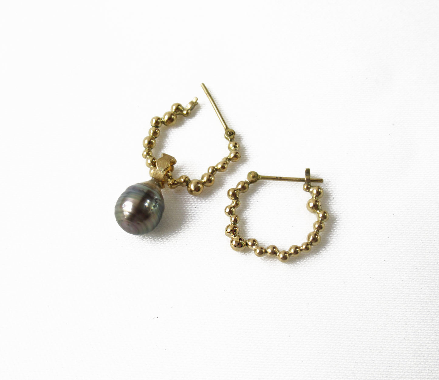 cell hoop earring (pierce) / K18 (片耳)