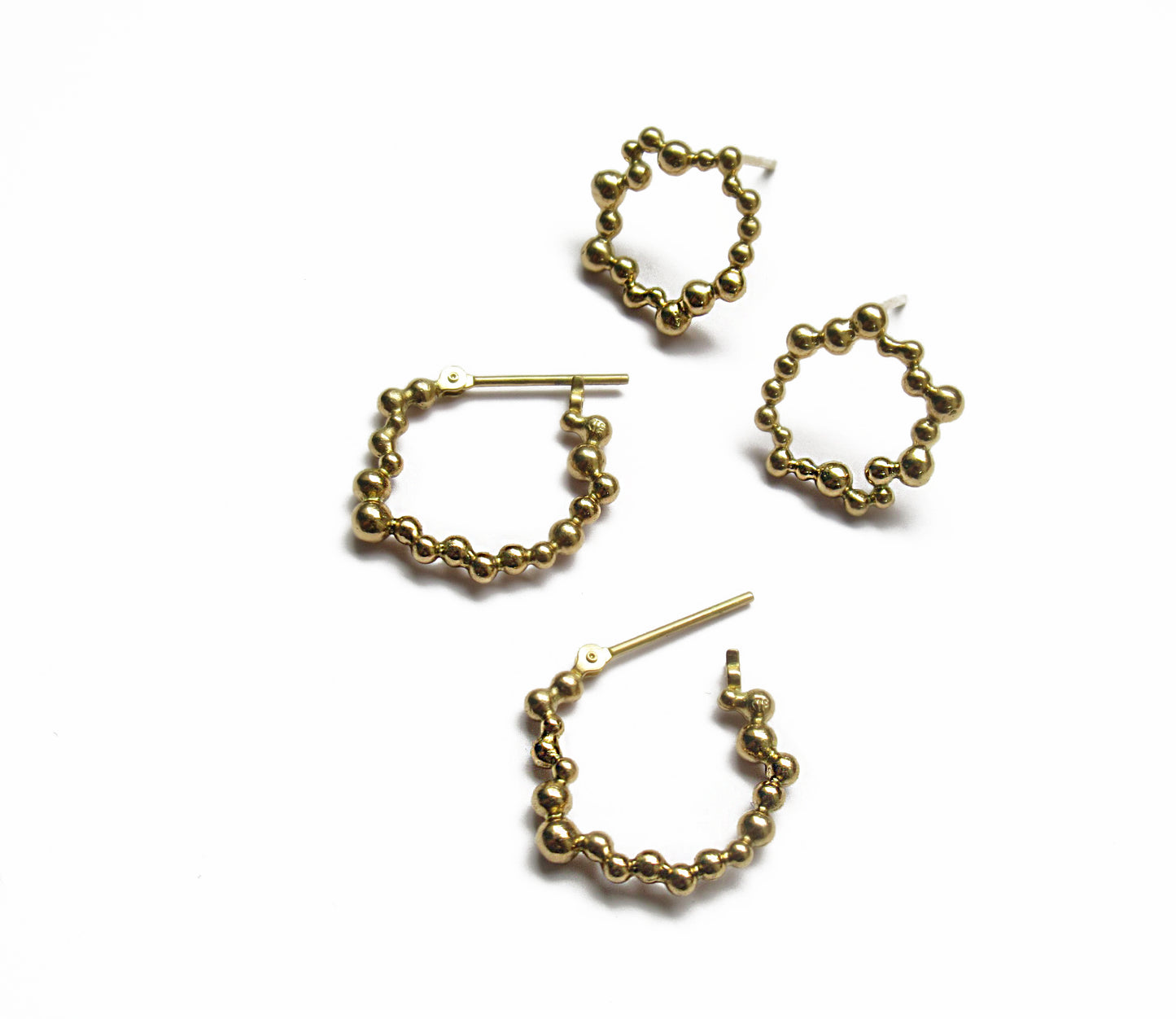 cell hoop earring (pierce) / K18 (片耳)