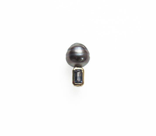 kerama pearl × blue sapphire earring 2 / K18 (片耳)