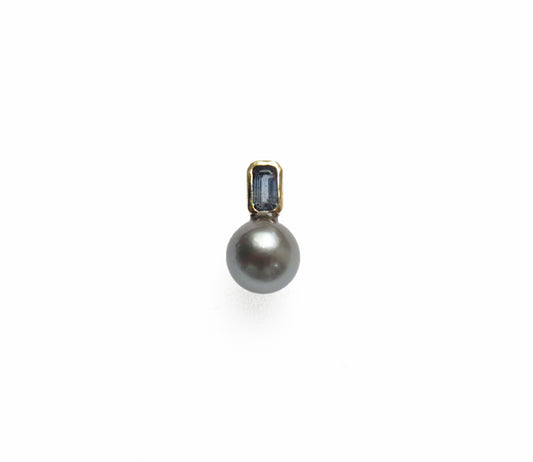 kerama pearl × blue sapphire earring 1 / K18 (片耳)