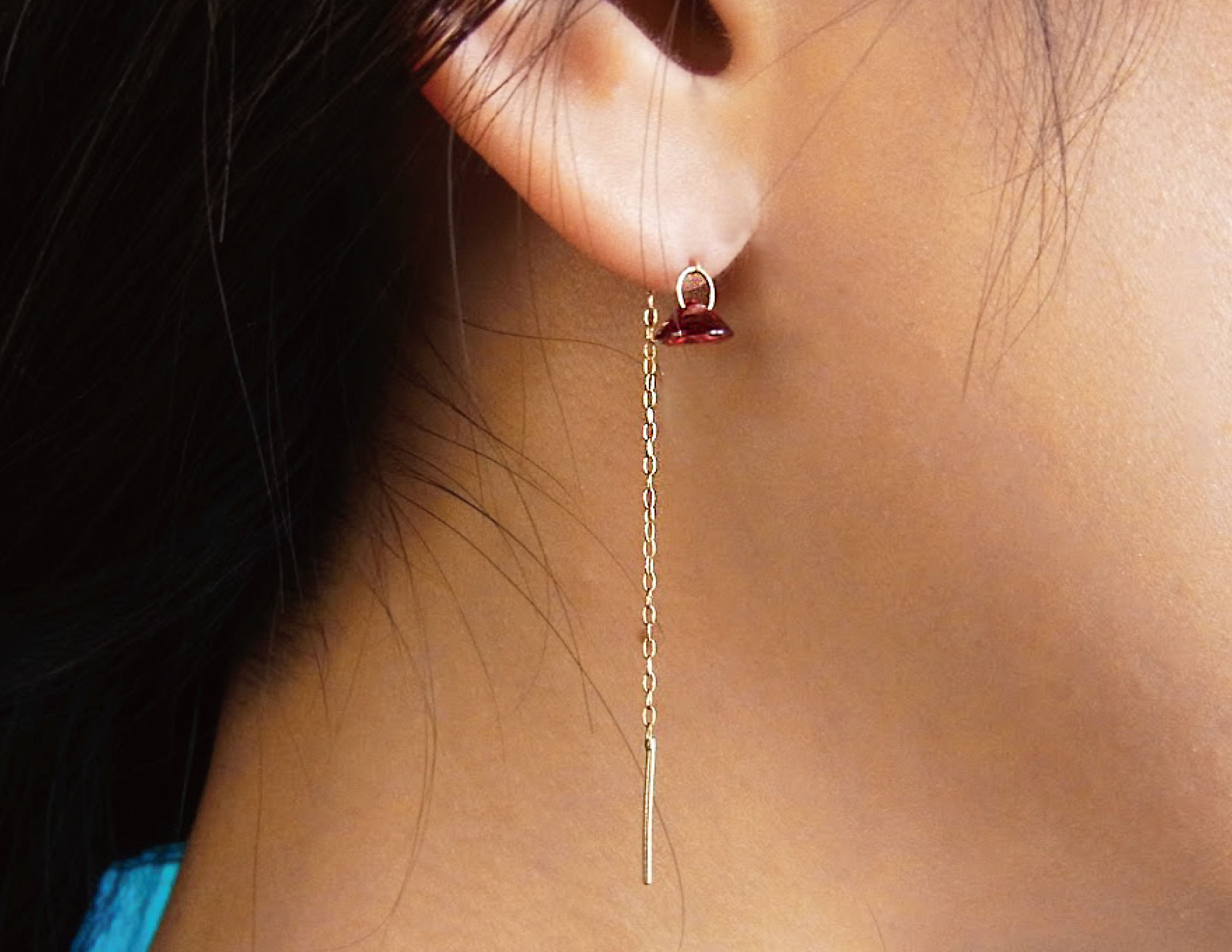 garnet chain earring /K18 (両耳) – Perché?