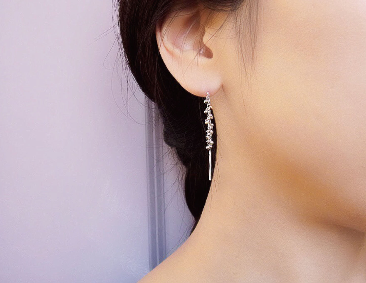 suzunari silver chain earring /Silver,Pure Silver (片耳)