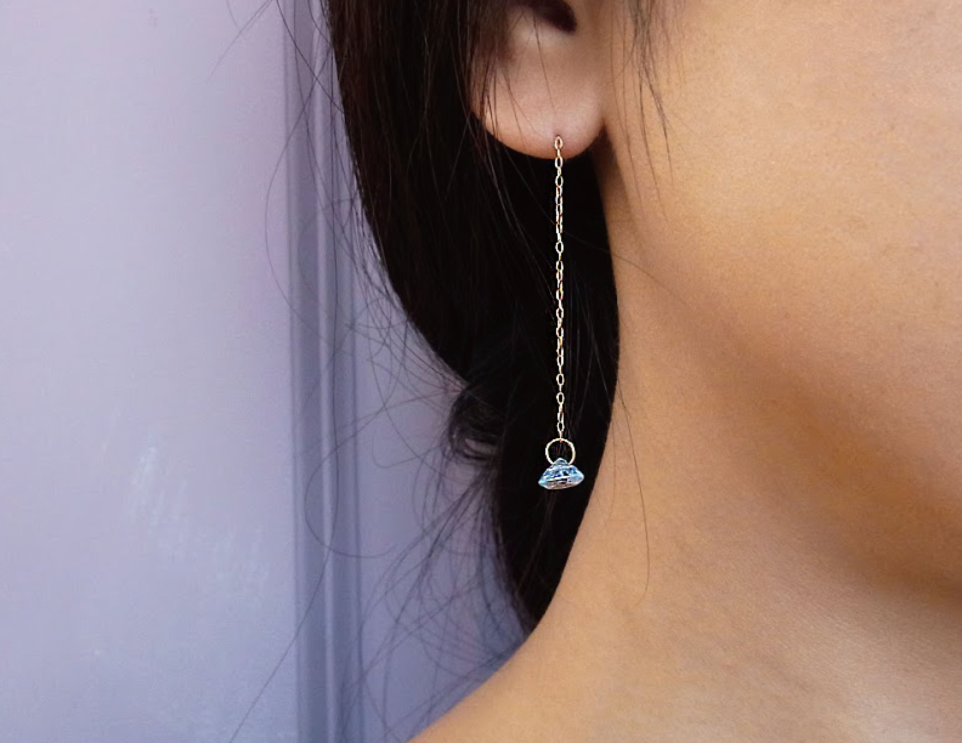 blue topaz chain earring /K18 (両耳） – Perché?